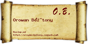 Orowan Bátony névjegykártya